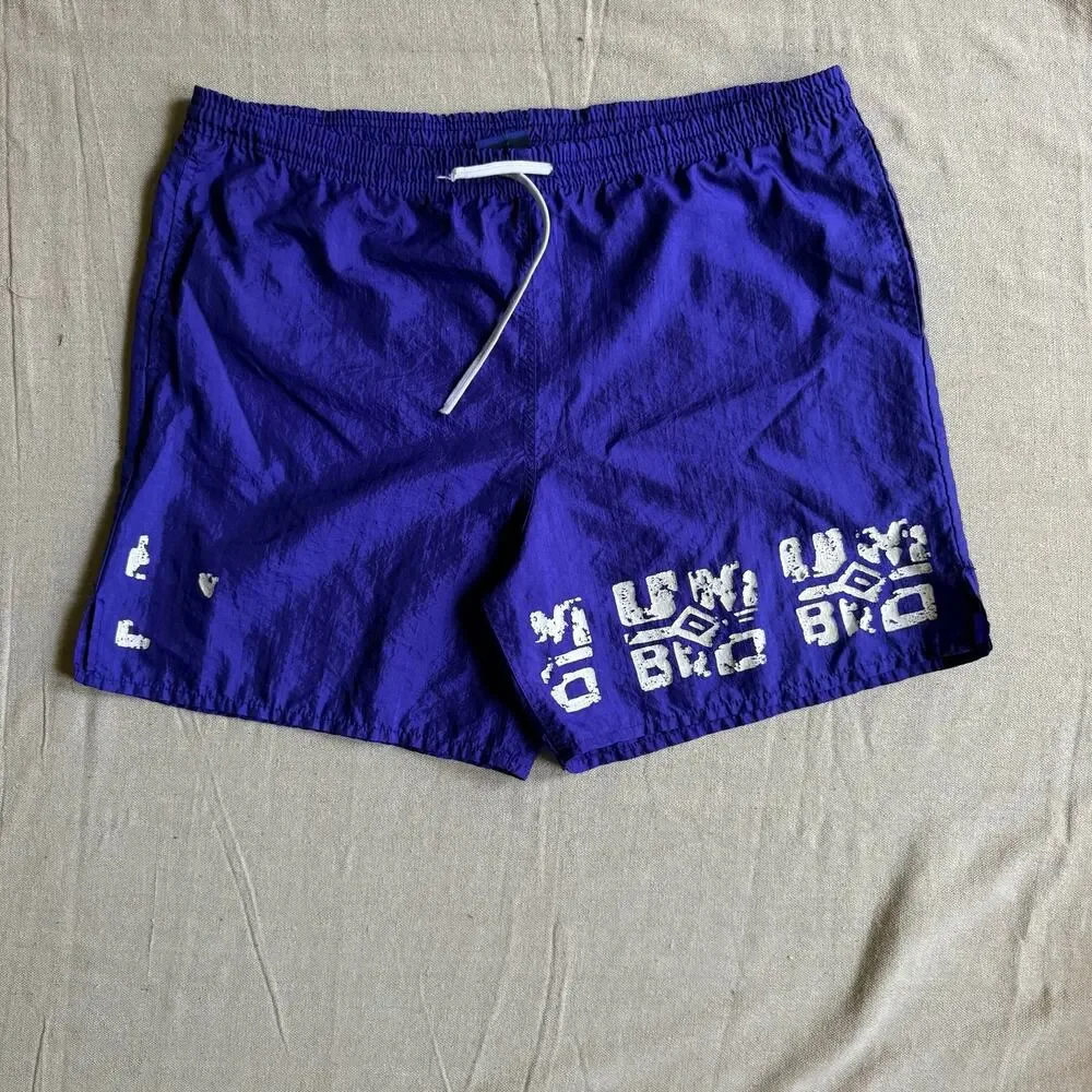 Vintage 90's Umbro Shorts Mens L Drawstring Made in USA Satin Soccer Nylon Blue
